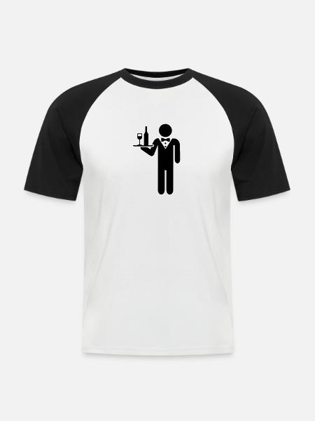 Garçon - T-shirt baseball manches courtes Homme - blanc/noir