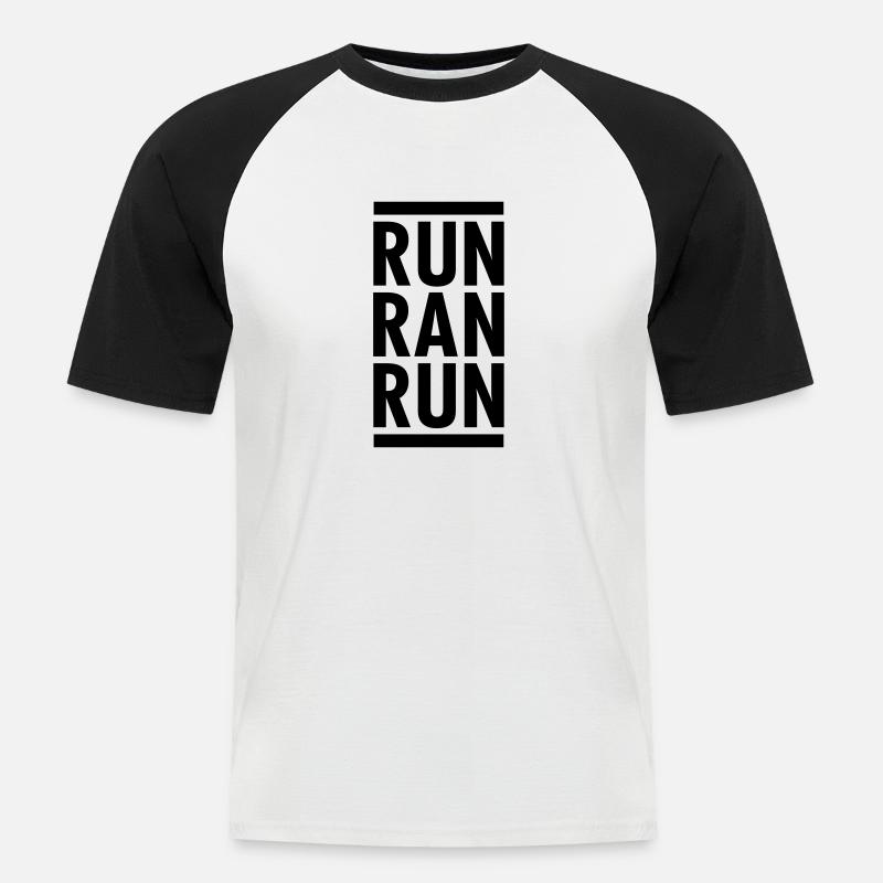 Run Ran Run - Männer Baseball-T-Shirt - Weiß/Schwarz