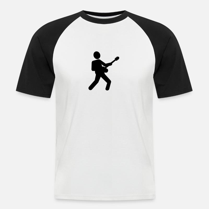 Gitarre - Männer Baseball-T-Shirt - Weiß/Schwarz