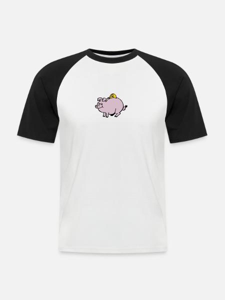Sparbüchse - Männer Baseball-T-Shirt - Weiß/Schwarz
