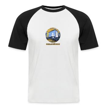 Ostthüringen Merch - Kemenate Orlamünde - Männer Baseball-T-Shirt - Weiß/Schwarz - Vorne - Nik (191cm)