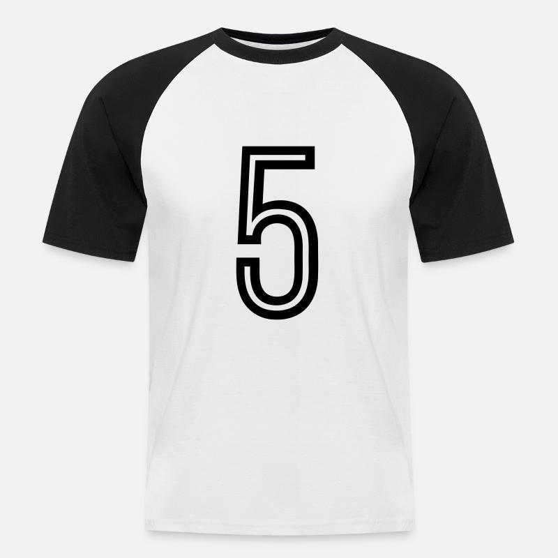 Rückennummer 5 - Männer Baseball-T-Shirt - Weiß/Schwarz