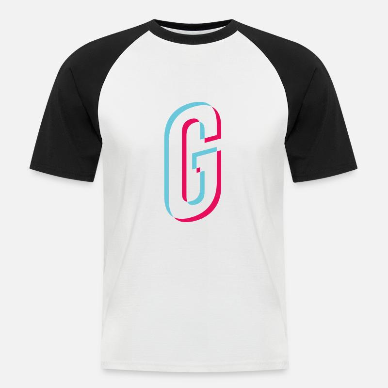 G - Buchstabe G - Männer Baseball-T-Shirt - Weiß/Schwarz