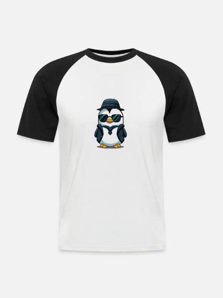 Pingouin - T-shirt baseball manches courtes Homme - blanc/noir