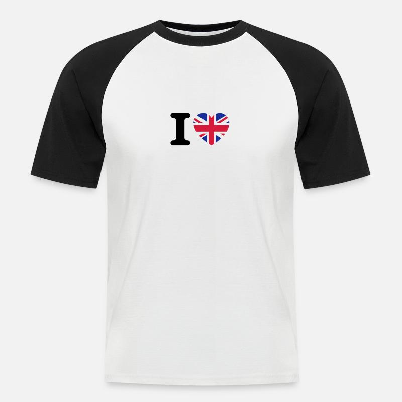 I love UK - Männer Baseball-T-Shirt - Weiß/Schwarz