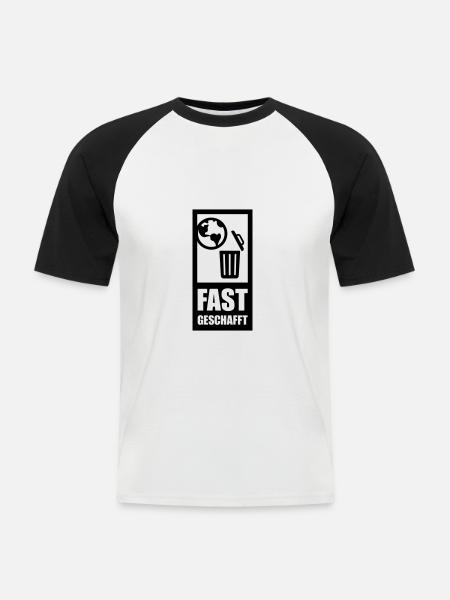 fast geschafft - Männer Baseball-T-Shirt - Weiß/Schwarz