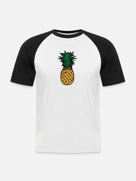 Ananas - Männer Baseball-T-Shirt - Weiß/Schwarz
