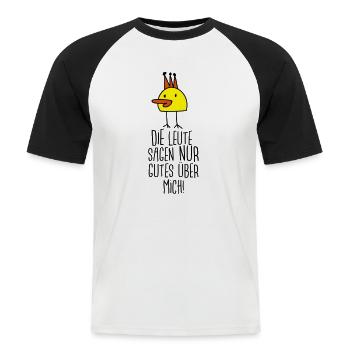 Die gute Ente (Spruch) - Männer Baseball-T-Shirt - Weiß/Schwarz - Vorne - Nik (191cm)