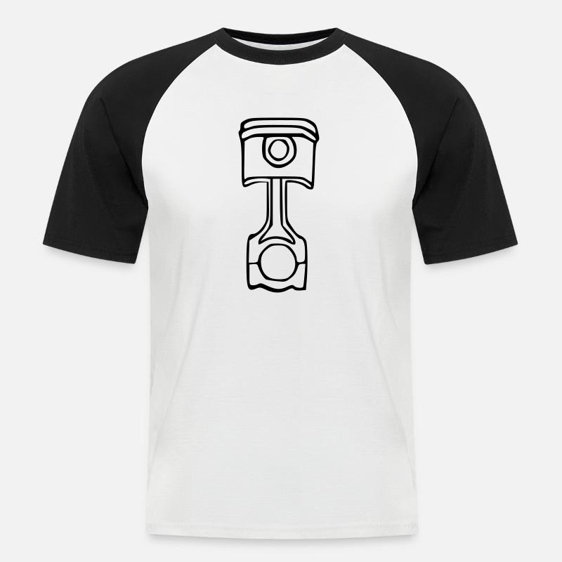 Kolben Pleuel Geschenk Geschenkidee - Männer Baseball-T-Shirt - Weiß/Schwarz