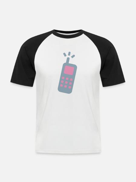 phone cellphone cell phone landline - Men's Baseball T-Shirt - white/black