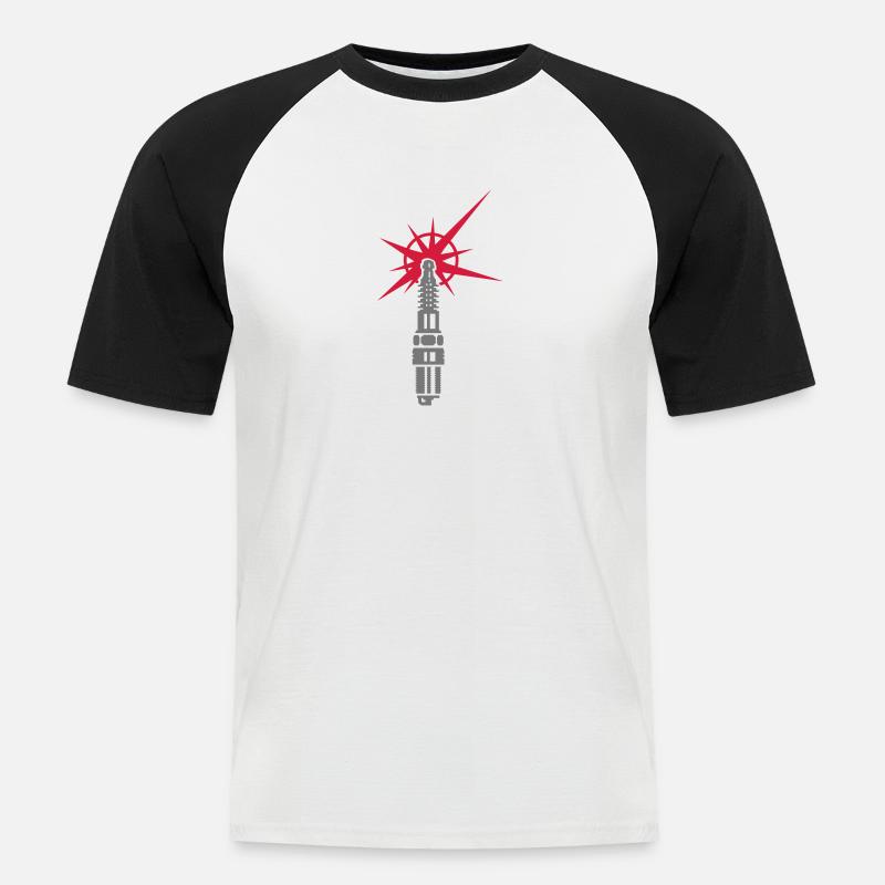 Zündkerze / spark plug (b, 2c) - Männer Baseball-T-Shirt - Weiß/Schwarz