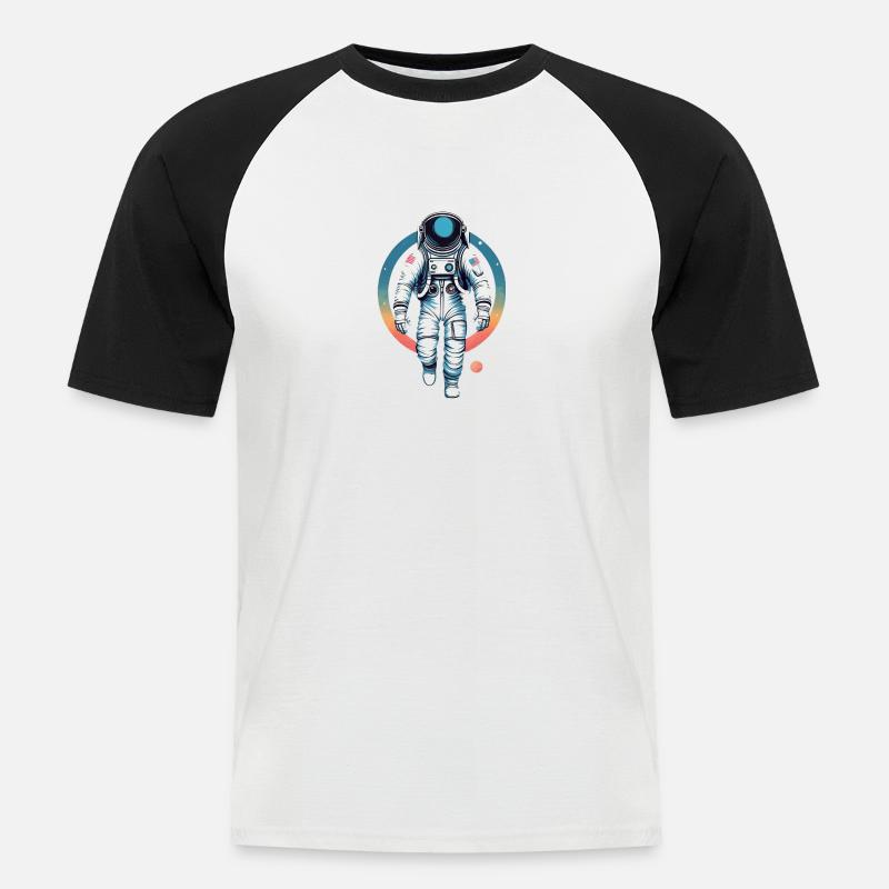 Der Astronaut im All - Männer Baseball-T-Shirt - Weiß/Schwarz