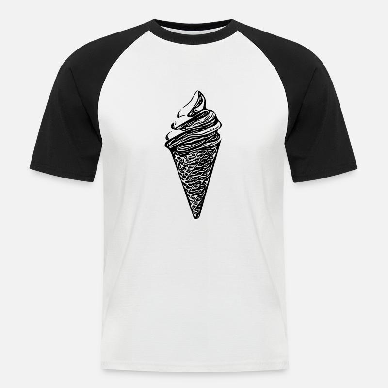 Cooles Softeis in Waffel - Männer Baseball-T-Shirt - Weiß/Schwarz