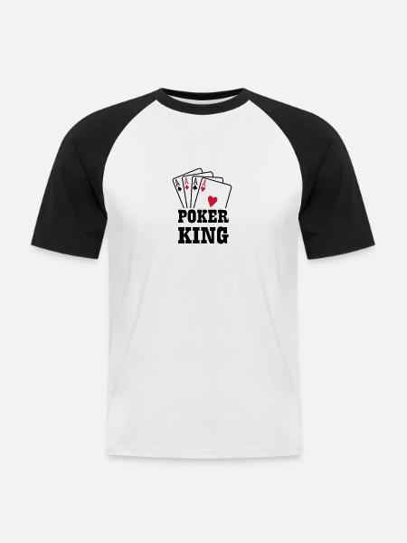 Poker king - Men's Baseball T-Shirt - white/black