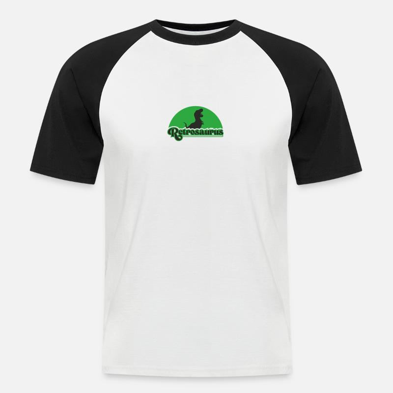 Retrosaurus oh - Männer Baseball-T-Shirt - Weiß/Schwarz