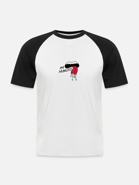 im_hungry_mouth - Men's Baseball T-Shirt - white/black