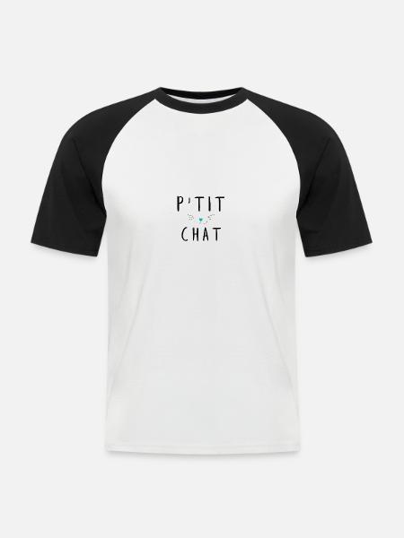 P'tit chat 4 - T-shirt baseball manches courtes Homme - blanc/noir