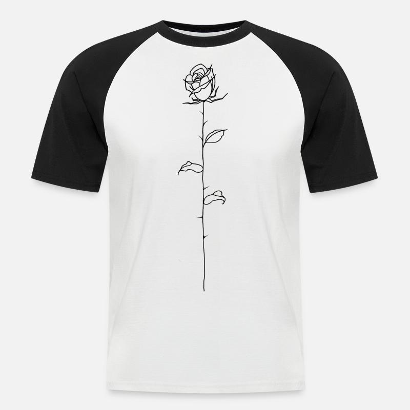 Schwarze Rose - Männer Baseball-T-Shirt - Weiß/Schwarz