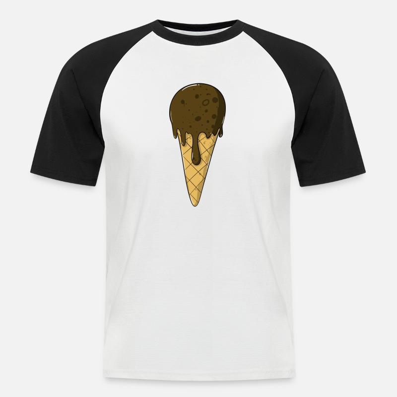 Eis | Schoko Eiscreme | Iceceam - Männer Baseball-T-Shirt - Weiß/Schwarz