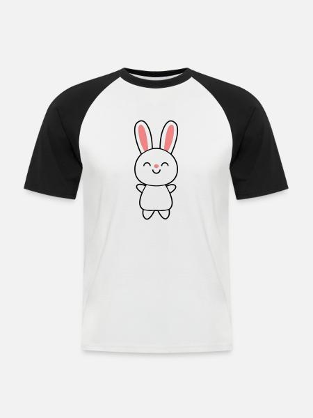 Cute Rabbit / Bunny - Men's Baseball T-Shirt - white/black