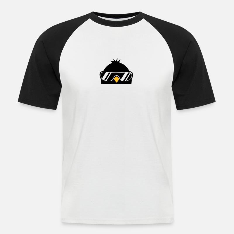 Cool Penguin Bird - Männer Baseball-T-Shirt - Weiß/Schwarz