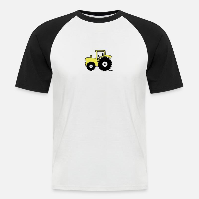 Traktor (c) - Männer Baseball-T-Shirt - Weiß/Schwarz