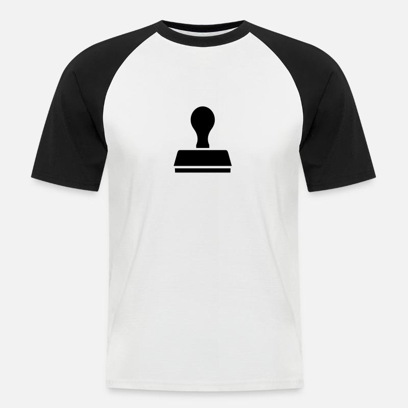 Stempel - Männer Baseball-T-Shirt - Weiß/Schwarz
