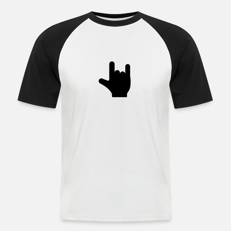 Rock n Roll Hand - Männer Baseball-T-Shirt - Weiß/Schwarz