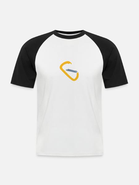 Karabiner - Männer Baseball-T-Shirt - Weiß/Schwarz