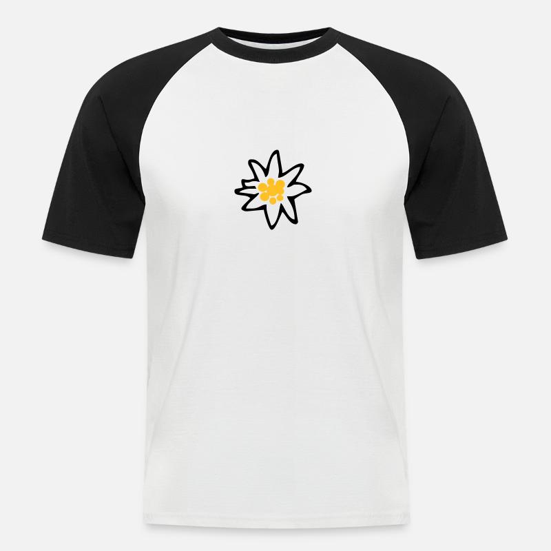 Edelweiss - Männer Baseball-T-Shirt - Weiß/Schwarz