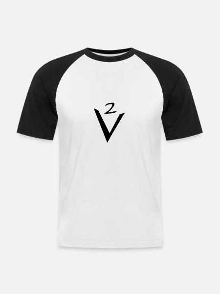 V2 lettering - Men's Baseball T-Shirt - white/black