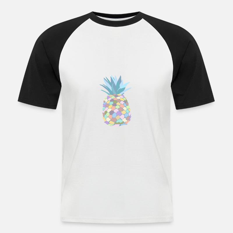 Pastellfarbene Ananas - Männer Baseball-T-Shirt - Weiß/Schwarz