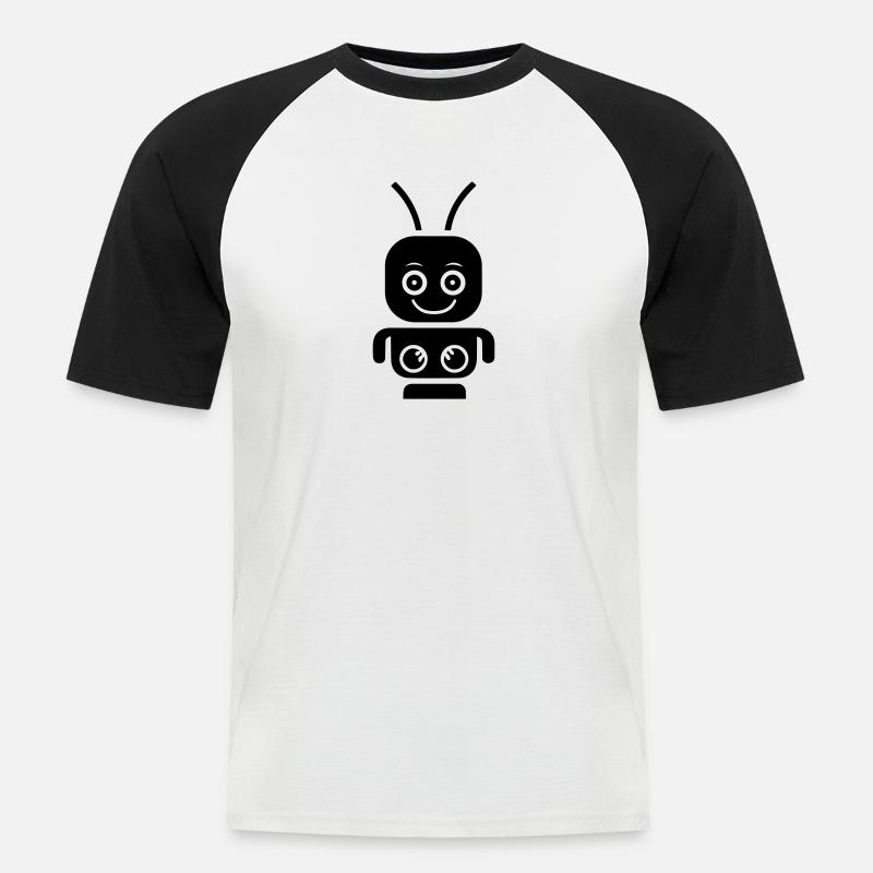 Roboter - Männer Baseball-T-Shirt - Weiß/Schwarz