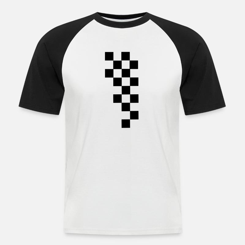 RACING FLAG - Männer Baseball-T-Shirt - Weiß/Schwarz