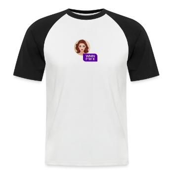 WMN PWR - Visage Féminin - 06 - T-shirt baseball manches courtes Homme - blanc/noir - Devant - Nik (191cm)
