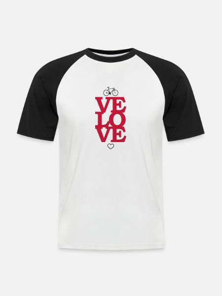 VELOVE - Männer Baseball-T-Shirt - Weiß/Schwarz