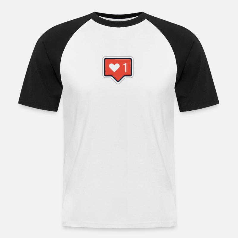 Like - Instagram Style - Flat Design - Men's Baseball T-Shirt - white/black