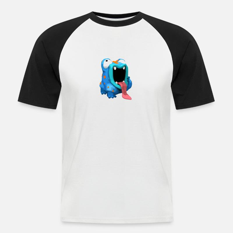 FropsMops - Männer Baseball-T-Shirt - Weiß/Schwarz