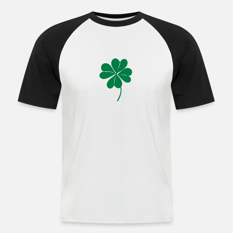klee mit 4 blaettern - Männer Baseball-T-Shirt - Weiß/Schwarz
