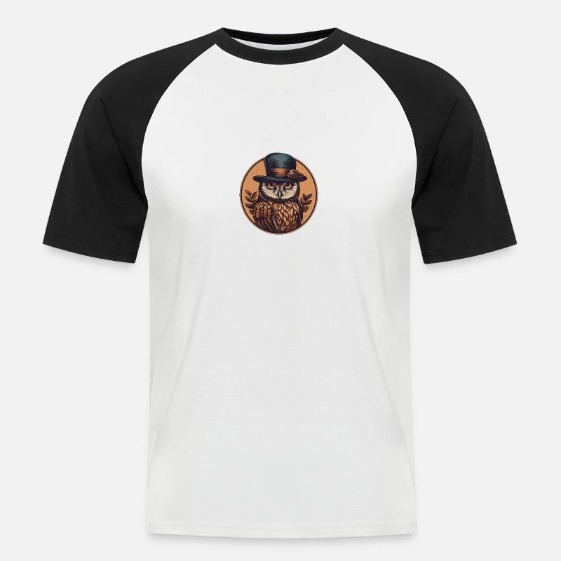 Mister Eule - Männer Baseball-T-Shirt - Weiß/Schwarz