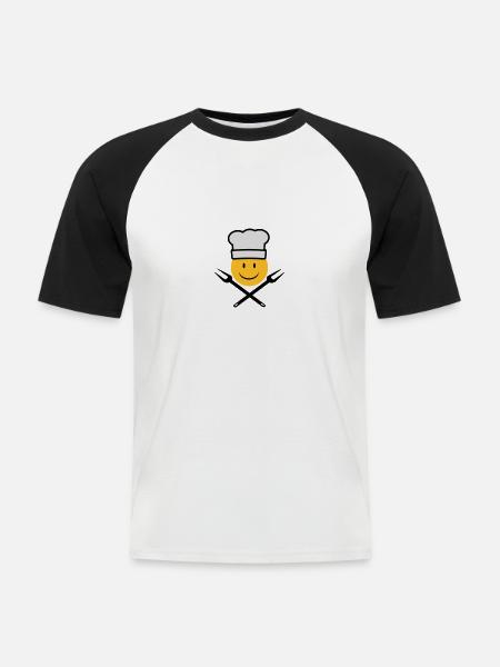 griller - T-shirt baseball manches courtes Homme - blanc/noir
