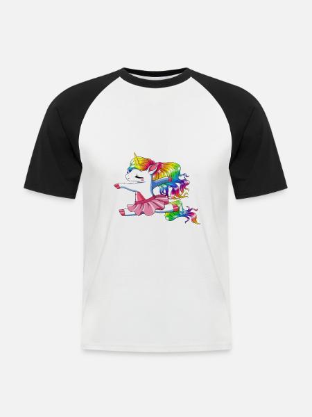 Einhorn Ballet Ballerina - Männer Baseball-T-Shirt - Weiß/Schwarz