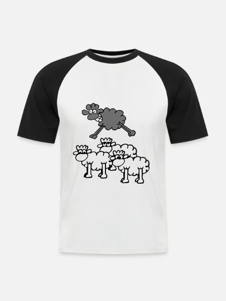 moutons rebelles - T-shirt baseball manches courtes Homme - blanc/noir