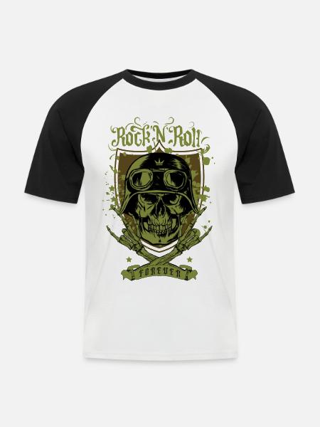 Rock 'n' Roll forever - Men's Baseball T-Shirt - white/black