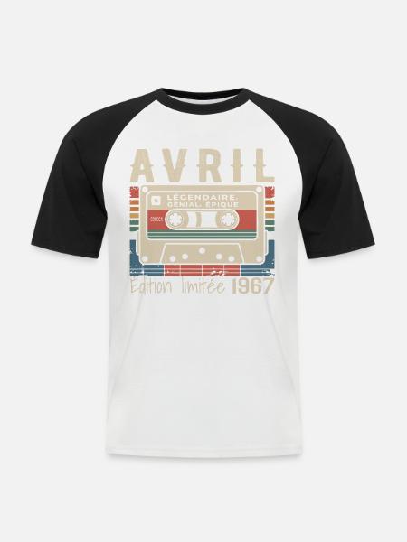 avril 1967 April 1967 - T-shirt baseball manches courtes Homme - blanc/noir