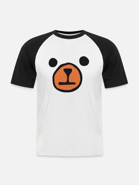 Bear Face - Bear - Men's Baseball T-Shirt - white/black