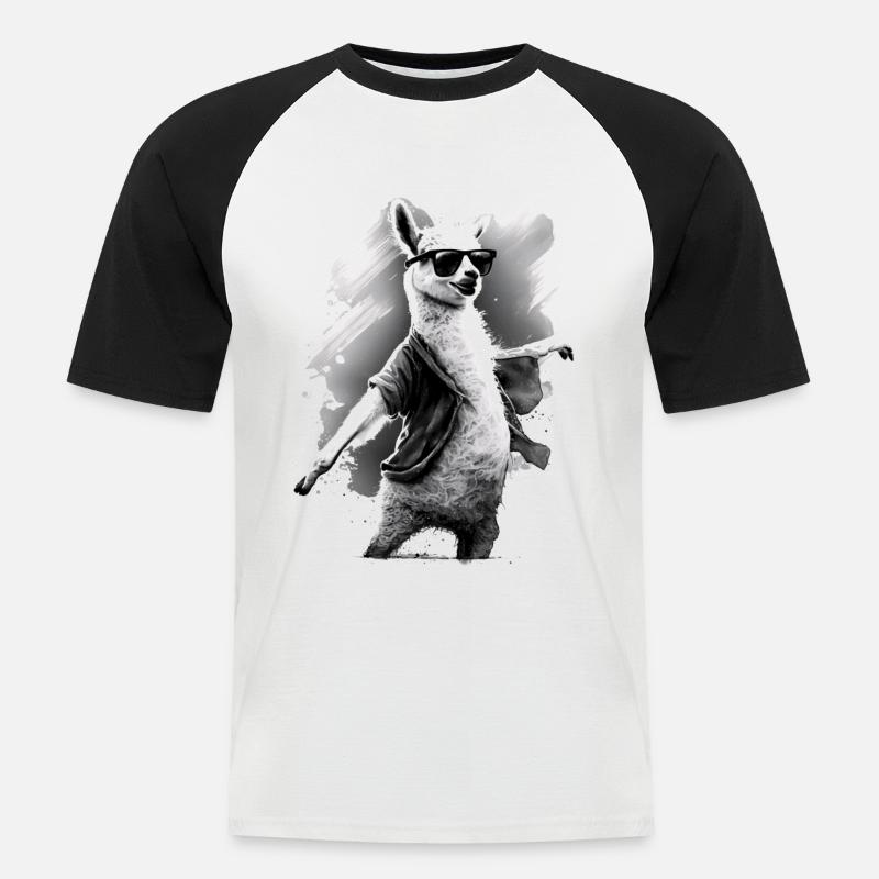 Lama Alpaka Tier Geschenkidee - Männer Baseball-T-Shirt - Weiß/Schwarz