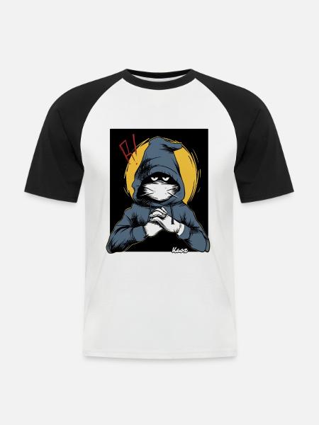 Verdächtiger in einem Kapuzenpullover - Männer Baseball-T-Shirt - Weiß/Schwarz