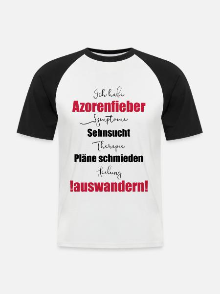 Jeg har Azorerne feber - emigrere - Kortærmet herre-baseballshirt - hvid/sort