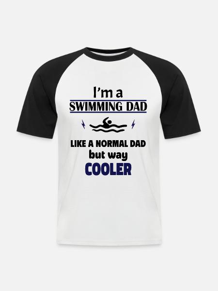 Ich bin ein Schwimm Papa - Männer Baseball-T-Shirt - Weiß/Schwarz